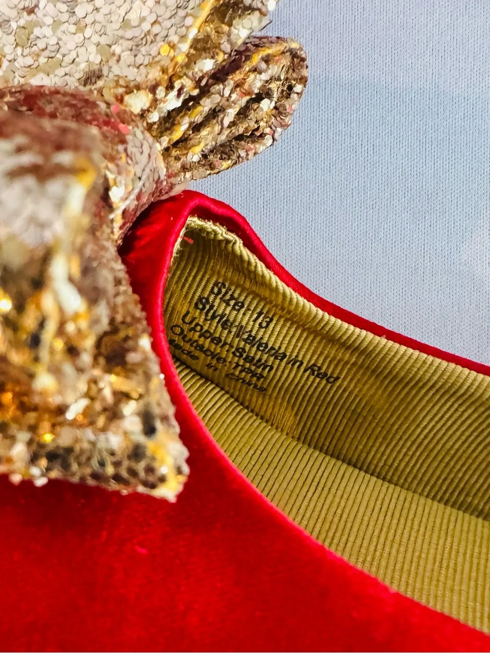 Joyfolie VALERIA HEEL IN RED with Gold Sequin Bow